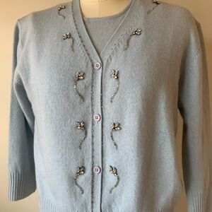 Karen Kane Light Blue Embellished Cardigan